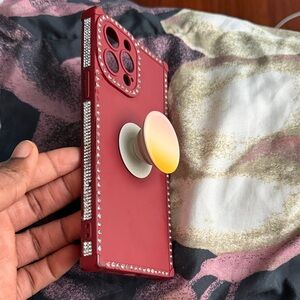 Stylish Red Phone Case with Pop Socket